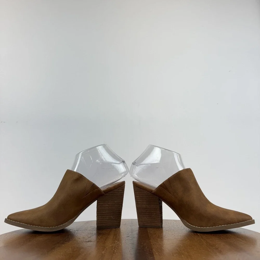 New NWOB Womens Abound Maya Brown Faux Leather Slip On Heeled Mules Size 6 M - Picture 6 of 8